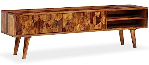 WEMYUFURN TV-Schrank Massivholz Akazie hängeschrank Fernsehtisch tv Cabinet HiFi Rack 140x30x40 cm