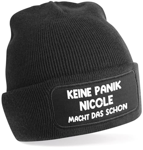Deine-Dealz Mütze, Beanie, One Size Beanie mit Spruch: Keine Panik Wunschname Macht das Schon, personalisiert