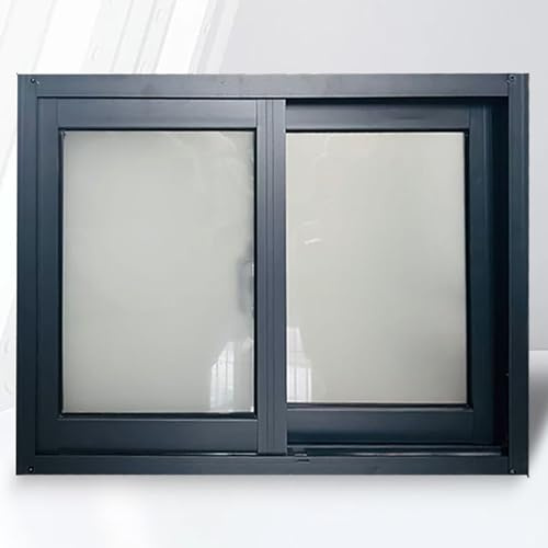 LIMENQIN Schiebefenster, Gartenhausfenster mit Fliegengitter, Horizontale Aluminium-Schiebefenster for Wohnhäuser, Gehärtetes Milchglas(H60xW80cm/H23.6xW31.5in)