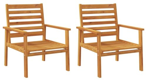 Mokuyary Gartensessel 2er Set Massivholz Akazie Balkonstuhl Terrassenstühl, Esszimmerstühle für Terrasse， Garten, Balkon