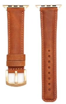 WACHIKOPA Handgefertigtes Echtes Leder Uhrenarmband für 38-41 mm Smartwatch, Patina-Effekt, Einfach zu Pflegen, Stilvoll und Langlebig (Camel)