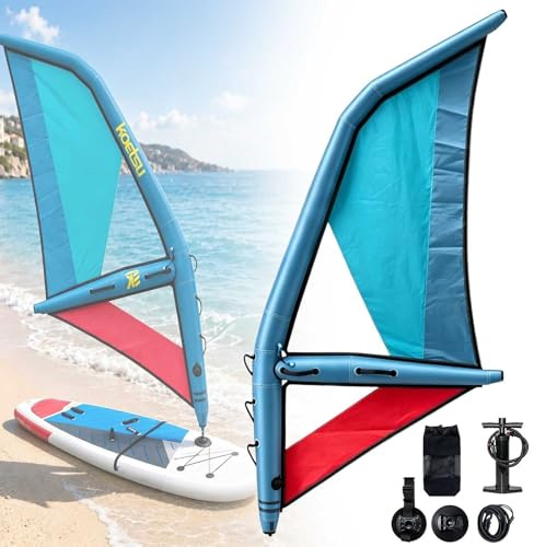 aallwwsso Professionelles Aufblasbares Segel Für Paddle Board, Sup-Segel Mit 360° Drehbarer Basis, Sichtfenster,Rucksack,Oxford-PVC-Windsurf-Segel Für Windsurfboards Und Kitesurfing-Training 2.2m