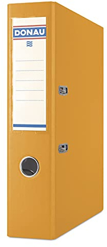DONAU Ordner DIN A4 / Breit/Orange / 75 mm - 7,5cm/ Karton mit Kunststoffeinband/Schlitzordner Büroordner Aktenordner/Metallgefasstes Griffloch Hebelmechanik Einsteckrückenschild