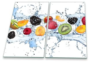 Herdabdeckplatte Abdeckung Ceranfeld Abdeckplatte Schneidebrett 2-Teilig 60x52 Früchte Mehrfarbig Spritzschutz Glasplatte Ceranfeldabdeckung Schutz Herdschutz Sicherheitsglas Glasschneidebrett 2x30x52