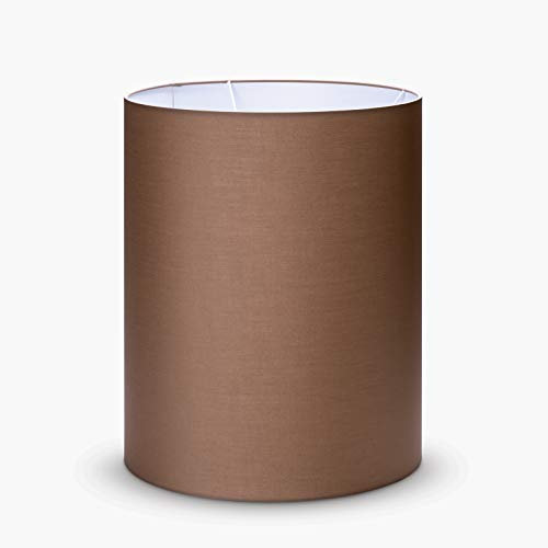 Stoff Zylinder Lampenschirm Aufnahme E27 Made in Europe 33x40cm Textilschirm Tischlampe Stehlampe rund weiß braun grau Hängeleuchte (braun)