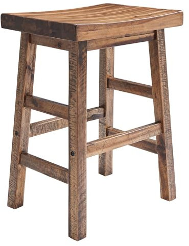 Alaterre Furniture Durango Barhocker, 66 cm hoch, industriell, Holz, Thekenhöhe, Küche, Sitzgelegenheit, Vintage-Stil, Sattelsitz, Komfort, rustikal, industriell, helle oder dunkle Lackierung