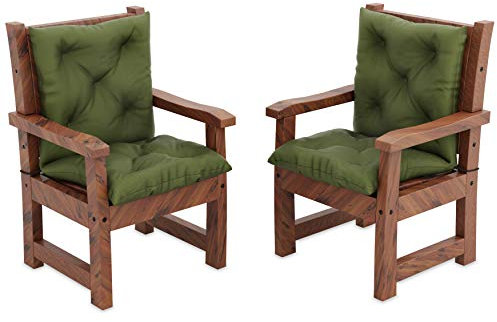 MOLTICO 2er Set Stuhlkissen Sitzkissen und Rückenkissen für Stühle Sessel Wasserdicht - Indoor und Outdoor - 100x50x10 cm - Grün