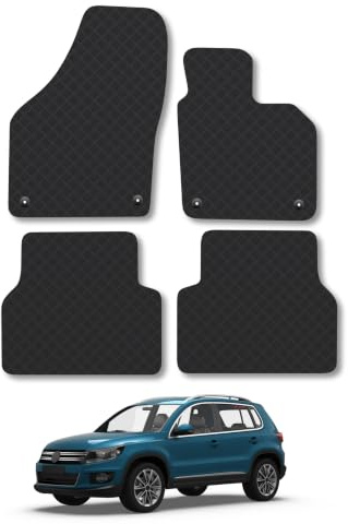 Compatible with VW Tiguan (2008-2016) 3mm Rubber Car Mats | Tailored Fit Durable Floor Mats Full Coverage Protection Waterproof Accessories Easy Clean Anti Slip Made in the UK