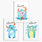 Sunnywall® 3er Set Poster Kinderzimmer - A4 Bilder Babyzimmer Kinderposter | OHNE Bilderrahmen | - Deko Mädchen Junge | Monster Krümelmonster Kuschelmonster