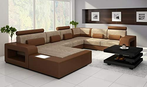 jvmoebel Wohnlandschaft Sofa mit USB,Sofagarnitur Stoff Textil Leder Sofa mit Beleuchtung