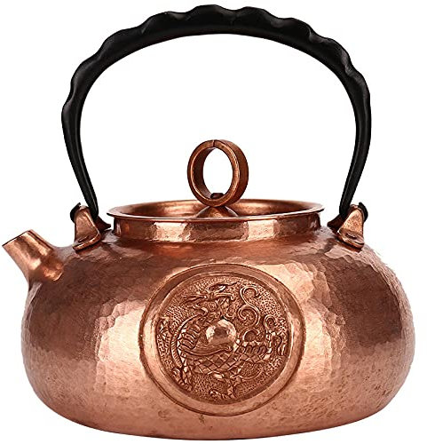 Handmade Dragon-Shaped carvings, one Copper Skin to Create a Copper Bottle, no Welding Integrated Japanese Stove Kettle Coffee Copper teapot