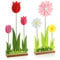 com-four® 2X Deko Aufsteller für Ostern und Frühling - Niedliche Filz-Blumen - Osterdeko zum Hinstellen - Osterdekoration aus Holz und Filz (Blume - 2 Stück)