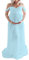 Jungerhouse Robes de Maternité Robe Sexy Sans Bretelles Jupes Enceintes Longue Photographie Robe en Mousseline de Soie Photo Shoot Vetements Grossesse (L,Bleu Clair)
