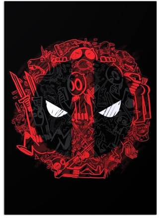 Displate Offiziell Deadpool MetallPoster Magnetische Befestigung Inklusive Lizenziert Bilder Hochwertiges Poster Deadpool - Deadpool Sign Poster 45 cm x 32 cm