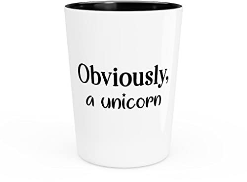 Schnapsglas Party Keramik Tequila Lustige Einhörner Enthusiasten Introvertierte sarkastische Sprüche Neuheit Regenbogen Introvertierte Statements Einhorn 54 ml / Schwarz
