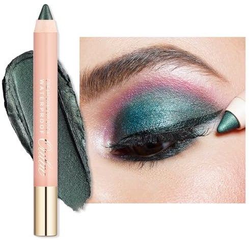 Oulac Lidschatten Stift, Grün Eyeliner Wasserdicht, Hält 24 Stunden+, Metallic Finish, Vegan 3.6g, So Jade (16)