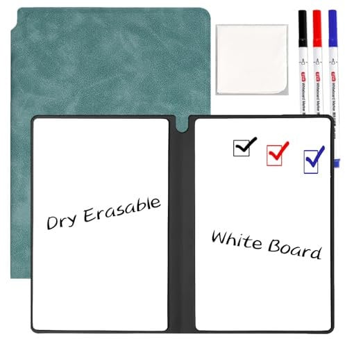 Marte Vanci Wiederverwendbares Whiteboard-Notizbuch A5 - Tragbar, Trocken Abwischbar Mit PU-Abdeckung, Stift Und Wischtuch - Für Notizen, Listen, Memo