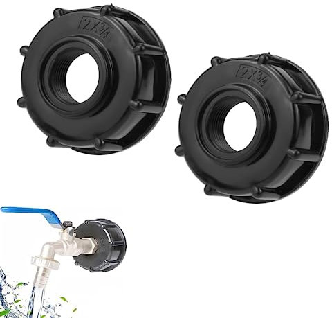 SLshiBo 2 Pièces Adaptateur IBC Bouchon S60x6 - Connecteur de Réservoir IBC 3/4 Pouce - Adaptateur de Cuve pour Vanne de Tonne IBC 1000 litres