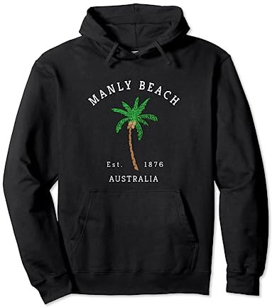 Manly Beach Australien Bunte Palme Retro Neuheit Kunst Pullover Hoodie
