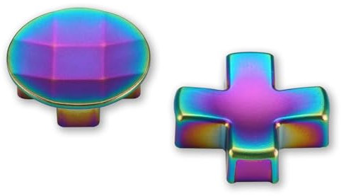 eXtremeRate Tasto Dpad Magnetico per Xbox Elite V1/Series 2 Controller,2 Croci Direzionali Pulsanti Metallo Ricambio per Xbox Elite Series 2 Core Joystick-Arcobaleno Blu&Viola