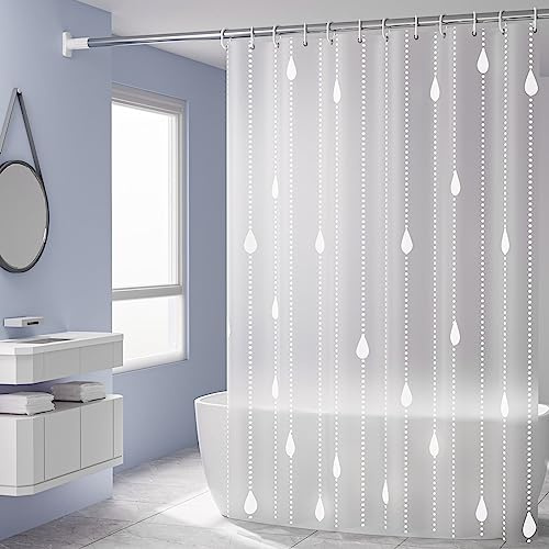 Beydodo Duschvorhang 240x200CM Antischimmel, Badezimmer Vorhang Transparent mit Motiv Wassertropfen Duschvorhänge Peva Waschbar für Badewannen