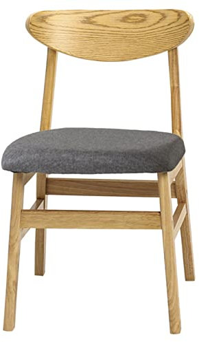 Massivträstolar Moderna restaurangpallar, Hemkök Kaffebarstol med ryggstöd och linnedyna i bomull, Sitthöjd 44 cm (Färg: Mörkgrå) (Mörkgrå) Made in China