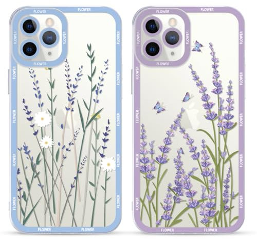 Yoedge 2 Stück Handyhülle für iPhone 11 Pro Hülle, Süße Blumen Muster Design Mädchen Aesthetic Handyhülle Dünn Weich Durchsichtig Silikon TPU Kameraschutz Stoßfest Schutzhülle für iPhone 11 Pro 5,8