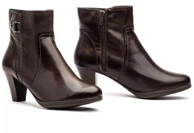 Genérico 733 Stivali in pelle con chiusura a zip, tacco 6 cm e plateau 1 cm, marrone, 41 EU