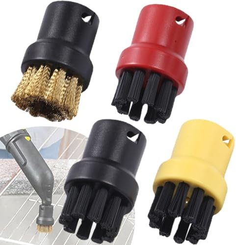 4 Pcs Steam Nylon Round Brushes for Karcher, Durable Round Brush Nozzle Head, Karcher Steam Cleaner SC1 SC2 SC3 SC4 SC5 SC7 CTK10 Series