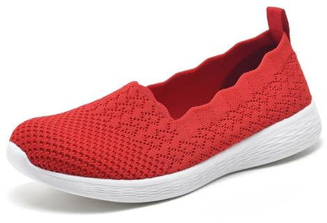 Puxowe Damen Slip On Sneaker Leichte Atmungsaktiv Sportschuhe Turnschuhe Bequem Freizeitschuhe Walking Schuhe Outdoor Fitness 40 EU Scarlet