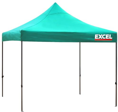 Excel Pop Up Gazebo 3 x 3m Green with Wheel Bag– Outdoor Garden Marquee Shelter with No Sides, Storage Bag, Leg Weight Bags – Waterproof, Heavy Duty Steel Frame, Easy No Tool Assembly