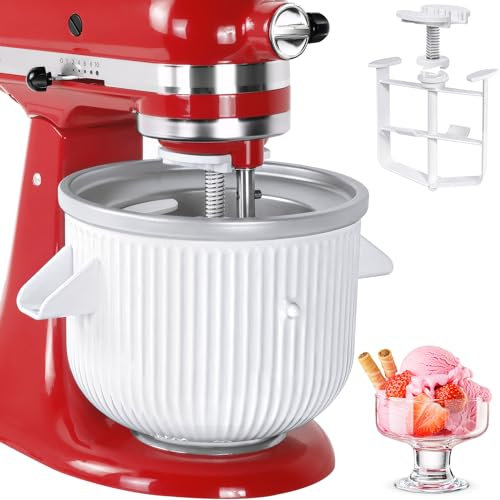 GOATMOOD Ice Cream Maker Attachment for Stand Mixer - Compatible with 4.5 Qt and Larger Stand Mixers - 2 Quart Frozen Yogurt - Ice Cream & Sorbet Gelato Maker
