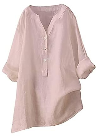 SCBFDI Chemise Femme Coton Haut Habillé Chemise Lin Femme Pull Femme Epaule Denudee Blouse Noire Femme Chemise Femme Blanche Oversize Chemise Blanche Femme Cintré Chemisiers et Rose 4XL