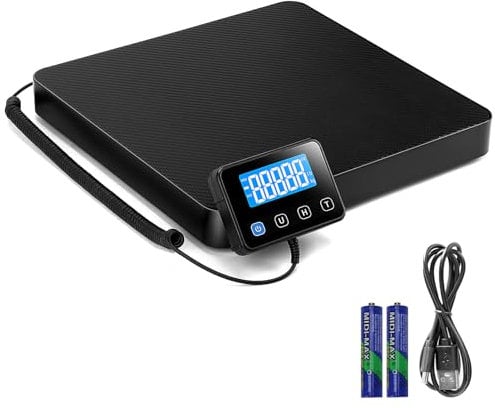 Plattformwaage, Drcowu 440lbs x 10g Digitale Paketwaage, Langlebige Alloy Stahlplattform, Schwerlastwaage für Pakete/Lager/Gepäck, Postwaage mit LCD/Hold/Tara Funktion,Batterien (Schwarz)