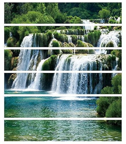 Fliesenaufkleber Küche Wasserfall Landschaft Treppen Dekorative Wand Aufkleber Tisch Kleiderschrank Boden Home Decor Aufkleber Malerei Wasserfall 6Pcs