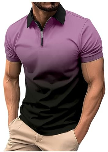 Men's 1/4 Zip Polo Shirts with Pocket Summer Short Sleeve Breathable Quick Dry Golf Tennis Tops Casual Smart Work T Shirts Cotton Shirt Men Men's+Polos White Mens Vests Cotton