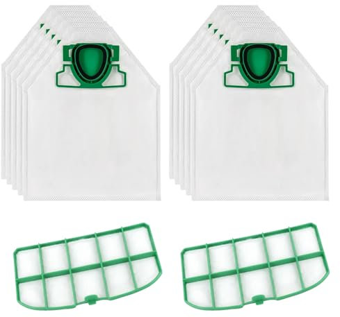 10 Staubsaugerbeutel für Vorwerk Kobold VK200 FP200, Premium Filtertüten für Kobold FP200 VK200, 5 Lagig Microvlies Staubbeutel, Allergiker geeignet, mit 2 HEPA-Filtern, Beutel für Vorwerk Kobold