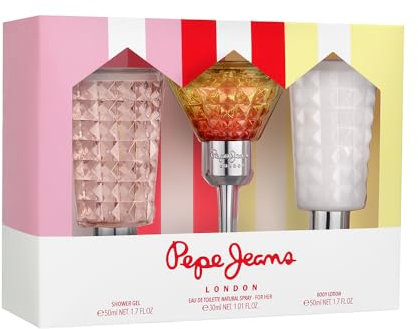 Pepe Jeans Cocktail Edition For Her Parfüm Frauen Geschenkset Damen aus 3 Teilen Eau de Toilette Damen 30ml Körperlotion 50ml und Duschgel 50ml Set Blumiger, Fruchtiger und Tropischer Duft für Frauen