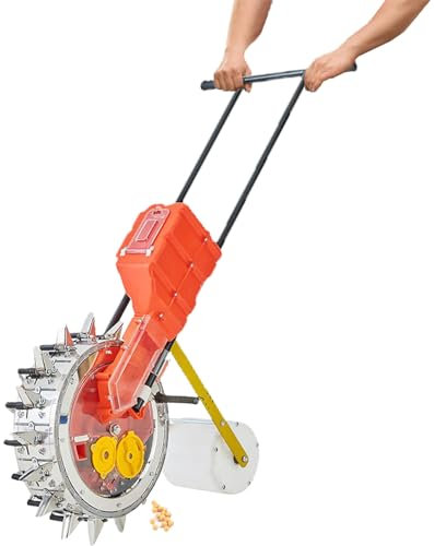 Garten-Sämaschine, Samenverteiler Push mit 16 Säöffnungen, Hand Push Rollensaat und Dünger Applikator, Garten Sämaschine für Mais, Baumwolle, Sojabohnen, Erdnüsse