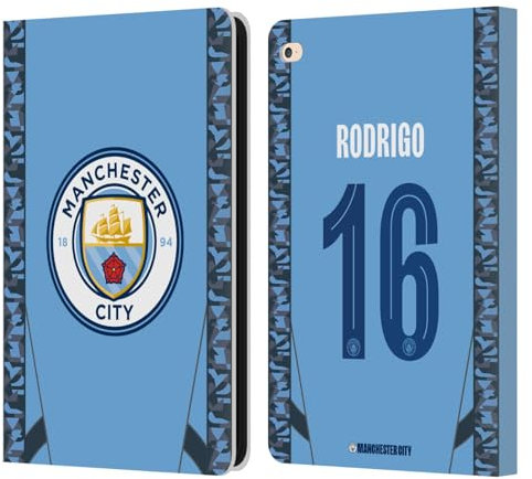 Head Case Designs Offizielle Manchester City Man City FC Rodrigo 2024/25 Spieler Home Kit Leder-Wallet-Hülle Kompatibel mit Apple iPad Air 2 (2014)