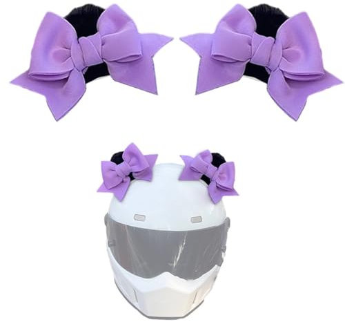 Wambere Motorradhelm Dekoration,Schleife Dreidimensional Katzenohren Helmdekoration Plüsch Ohren Motorradhut Abnehmbarer Helmschmuck Helmverzierungen Motorradhelm Dekoration Zubehör,Lila