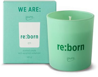 ipuro re:born Duftkerze im Glas mit Zitrus, Kardamom & Vanille Duft - aus nachhaltigem Gewürzsaaten-Upcycling - Kerzen mit langanhaltendem Duft - Raumduftkerze - Aroma Kerze für Wohnzimmer