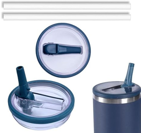 2 Pack 40 oz Tumbler Flip Straw Lid Replacement Compatible for Stanley Quencher, Leak-Proof Splash Resistant Tumbler Lids,Reusable Tumbler Cover for Stanley Cup (Dark Blue)