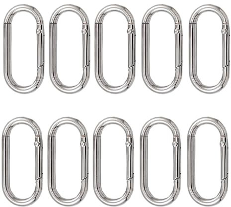 XCSJ 10 Pcs Ovaler Karabiner 49mm Oval Spring Karabinerhaken Groß Oval Spring Buckle Clip Karabiner Schlüsselanhänger Zinklegierung Karabinerhaken Clip für Tasche, Schlüsselanhänger, DIY (Silber)