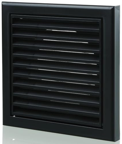Ede Groups 155 x 155 mm Louvre Wall Vent Cover Grille 100mm Round - 4 Inch for Extractor Vent Cover, Air Vent Cover, Bathroom Extractor Fan or Dryer Ventilation (Black)
