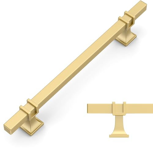 Amerdeco 10 Stück Möbelgriffe Gold – 160mm Lochabstand, Schrankgriffe, Küchengriffe, Schubladengriffe für Küchenschränke & Kleiderschränke UK0003
