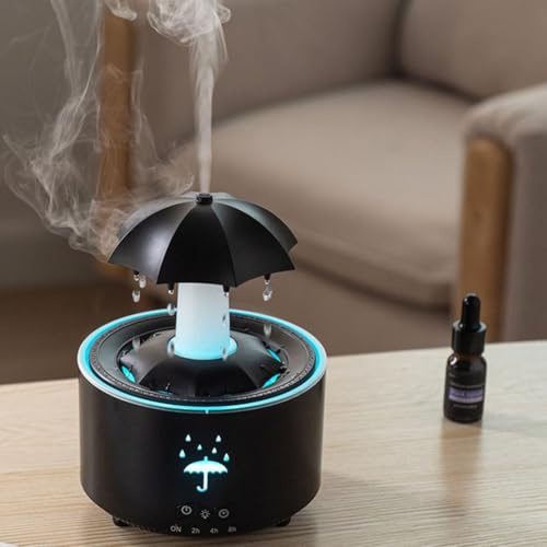 RANRAO Umbrella Shaped Humidifier, Sleek Design Umbrella Humidifier With Ambient Lighting To Create A Serene In Any Room Setting(Black)