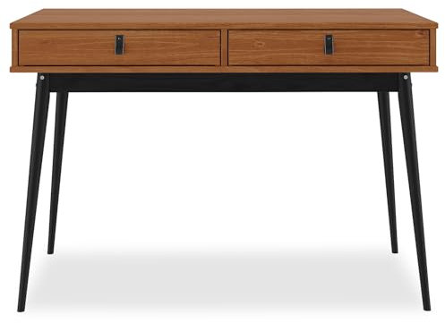 IDIMEX Schreibtisch Wanda mit 2 Schubladen aus Massivholz Kateanien Farben/schwarz - Bürotisch mit konischen Beinen, Home Office Tisch, Büromöbel mit Stauraum