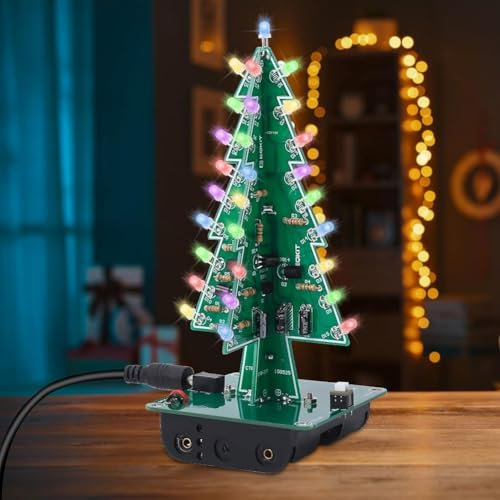 3D-Weihnachtsbaum-Lötset, 3D-Weihnachtsbaum, DIY-Kit, Blitzschaltung, mit 36 bunten LEDs und benutzerfreundlicher Montage für Anfänger (7 Farben)