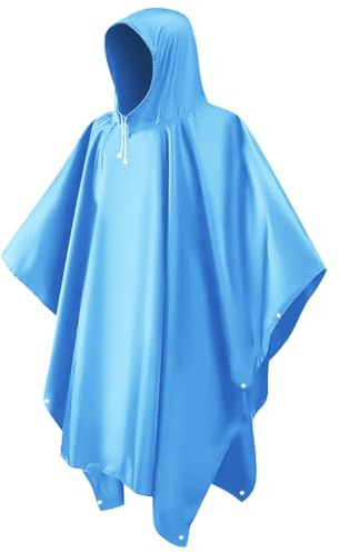 CHGANG Waterproof Poncho Adult, Reusable Rain Poncho Lightweight Waterproof Raincoat Emergency with Hood for Outdoor Hiking Camping Cycling Traveling